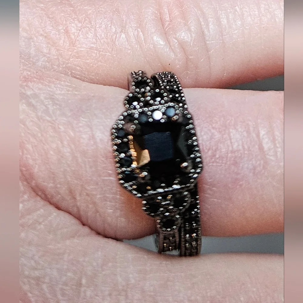 Black Ladies 2pc Set Rings Size 5 New